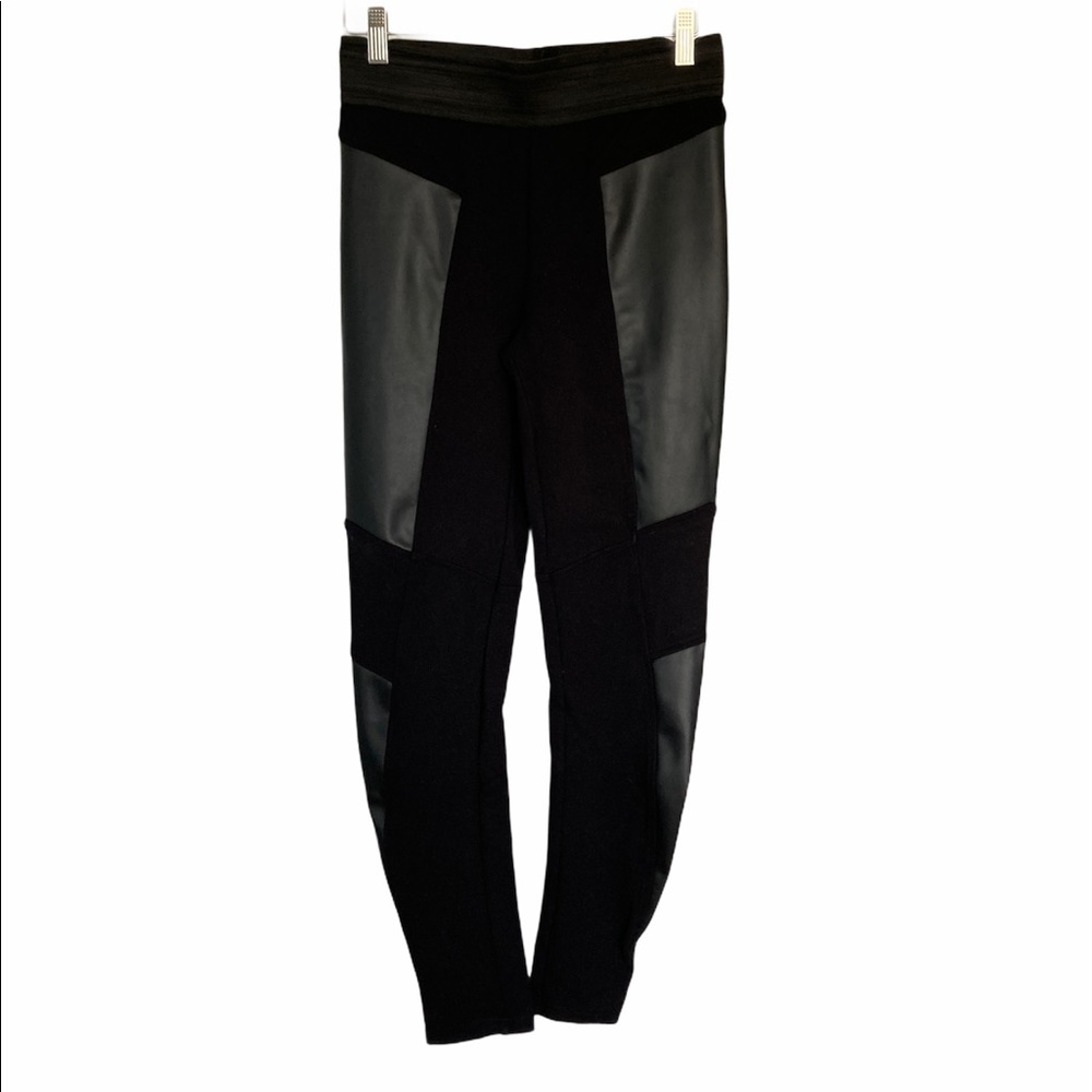 Buffalo David Bitton Legging Smooth Rider Pants Faux Leather Insets Black Medium
